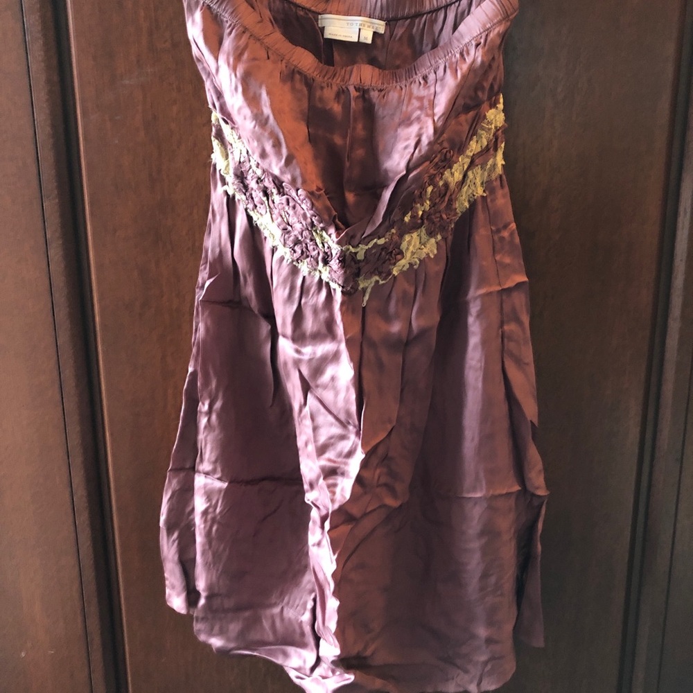 Strapless satin mauve dress